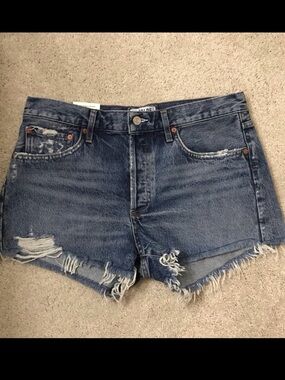 Agolde Distressed Blue Jean Shorts